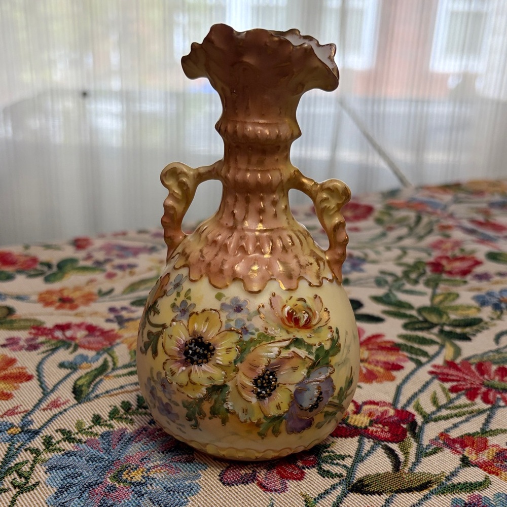 Antique Hand-Painted Porcelain Bud Vase